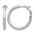 14k White Gold 3x25mm Polished Round Omega Back Hoop Earrings