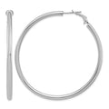 14k White Gold 3x57mm Polished Round Omega Back Hoop Earrings