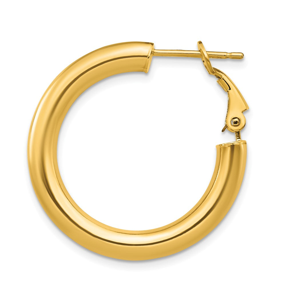 Single 14k 4x28mm Polished Round Omega Back Hoop Earring