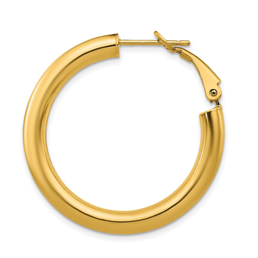 Single 14k 4x35mm Polished Round Omega Back Hoop Earring