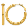14k 4x35mm Polished Round Omega Back Hoop Earrings