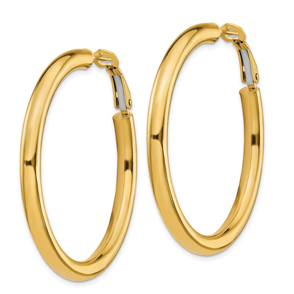 14k 4x45mm Polished Round Omega Back Hoop Earrings