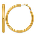 14k 4x50mm Polished Round Omega Back Hoop Earrings