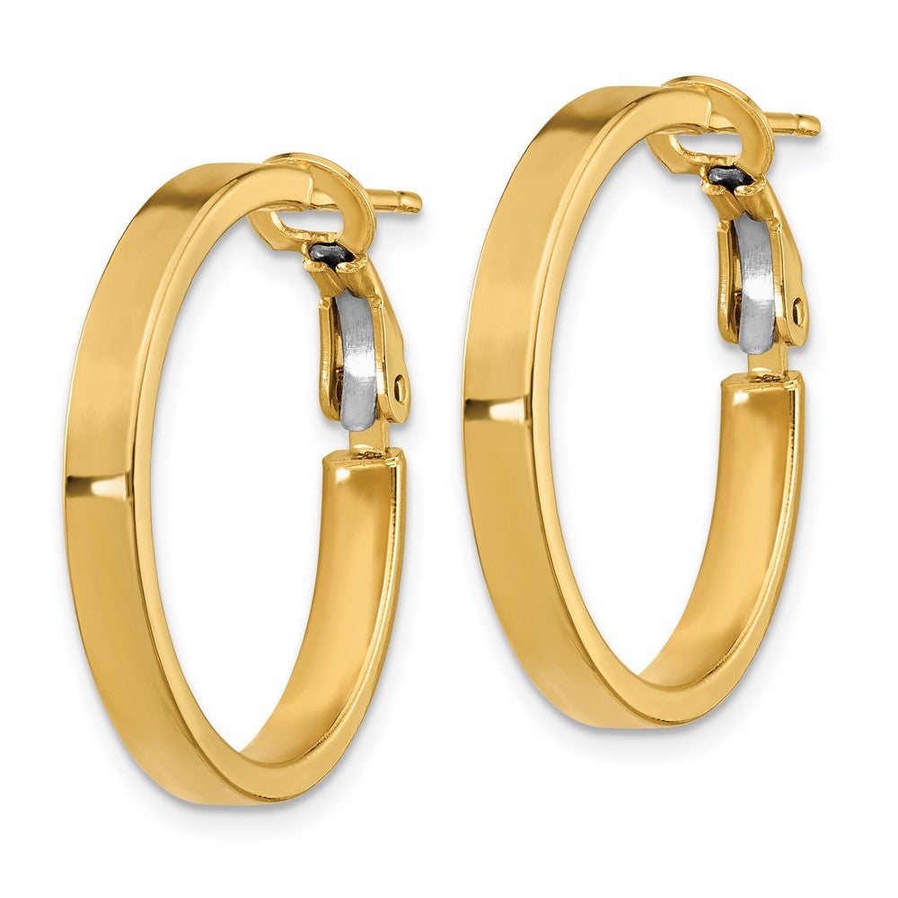 14k 3x25mm Polished Square Tube Round Hoop Earrings