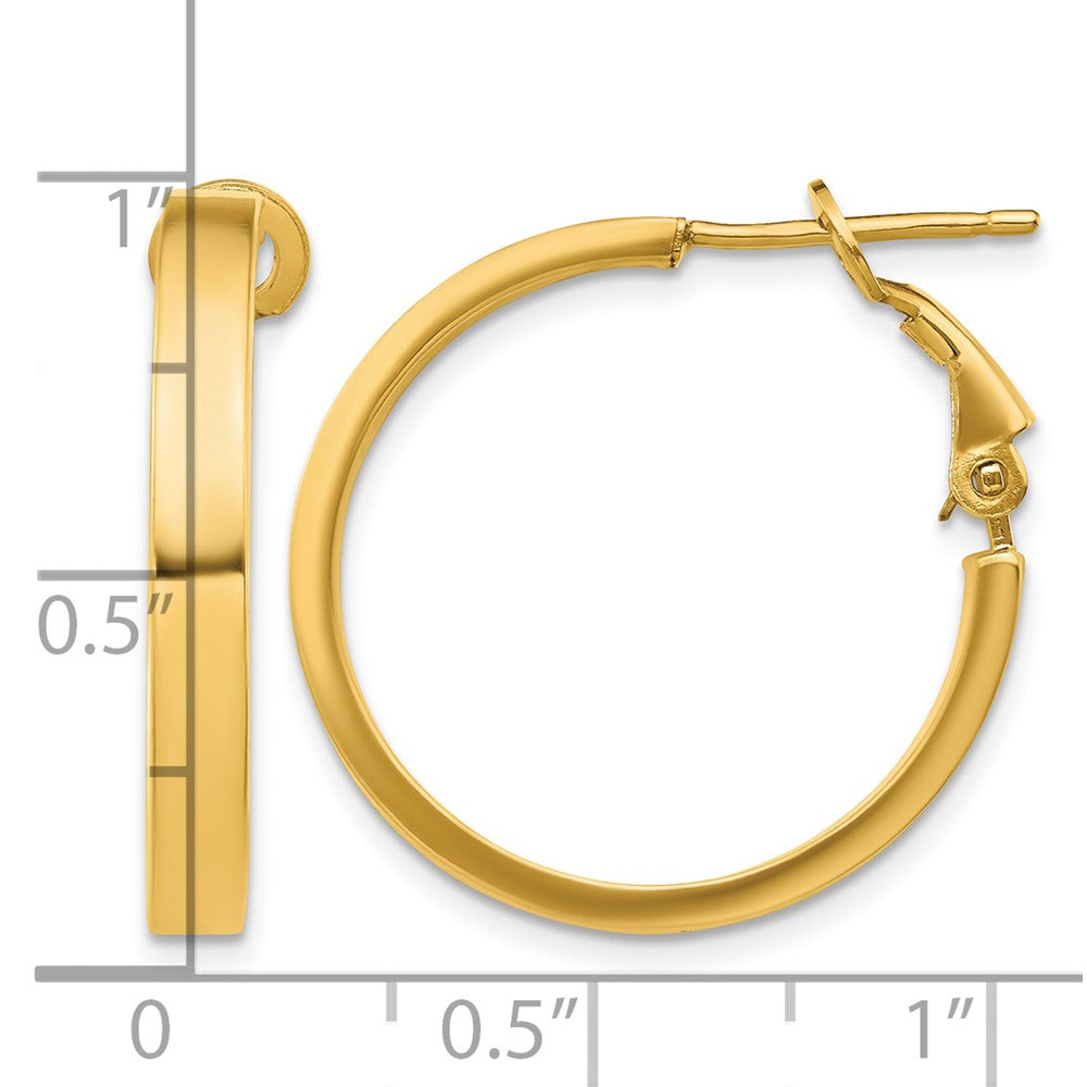 14k 3x25mm Polished Square Tube Round Hoop Earrings