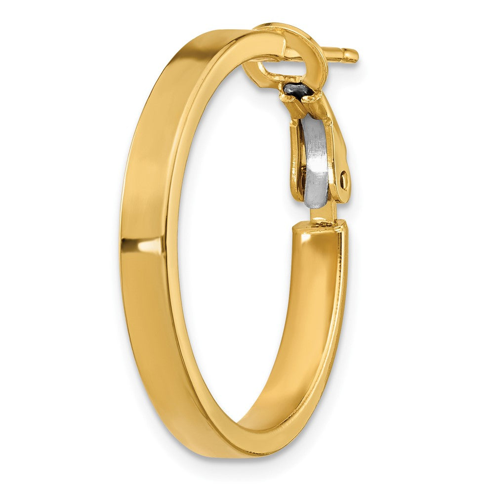 Single 14k 3x25mm Polished Square Tube Round Hoop Earring