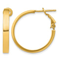14k 3x25mm Polished Square Tube Round Hoop Earrings