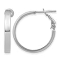14k White Gold 3x25mm Polished Square Tube Round Hoop Earrings