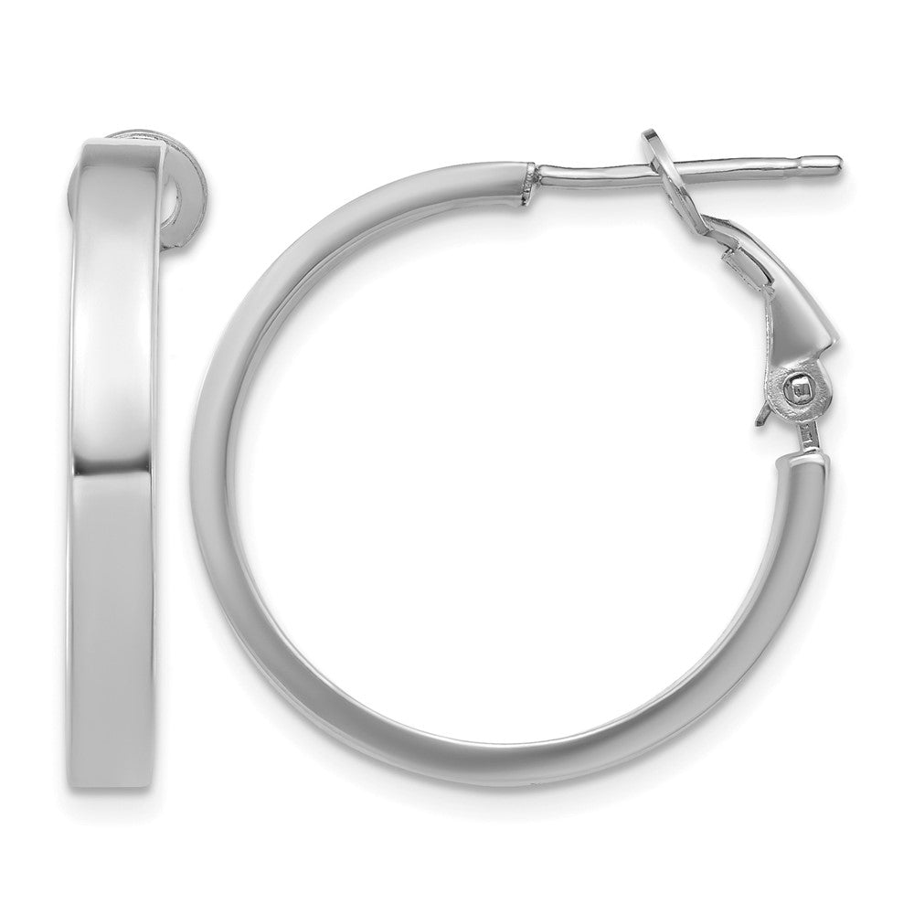 14k White Gold 3x25mm Polished Square Tube Round Hoop Earrings