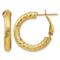 14k 4x23mm Diamond-cut Round Omega Back Hoop Earrings