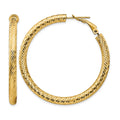 14k 4x45mm Diamond-cut Round Omega Back Hoop Earrings
