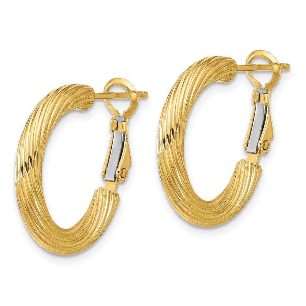 14k 3x21mm Twisted Round Hoop Earrings