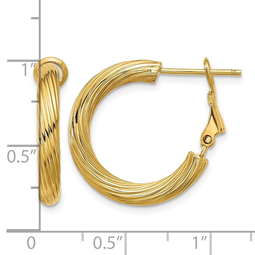 14k 3x21mm Twisted Round Hoop Earrings