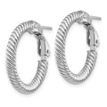 14k 3x21mm White Gold Twisted Round Hoop Earrings