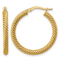14k 3x26mm Twisted Round Hoop Earrings