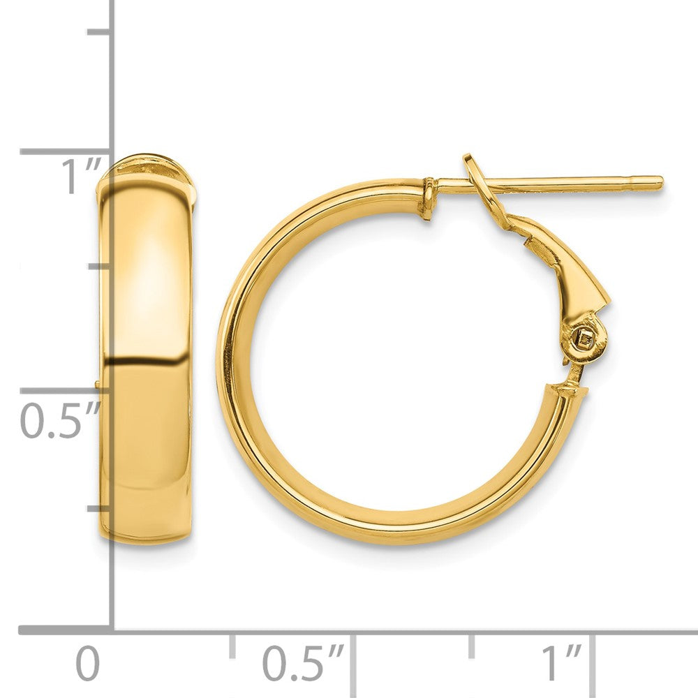 14k High Polished 5mm Omega Back Hoop Earrings