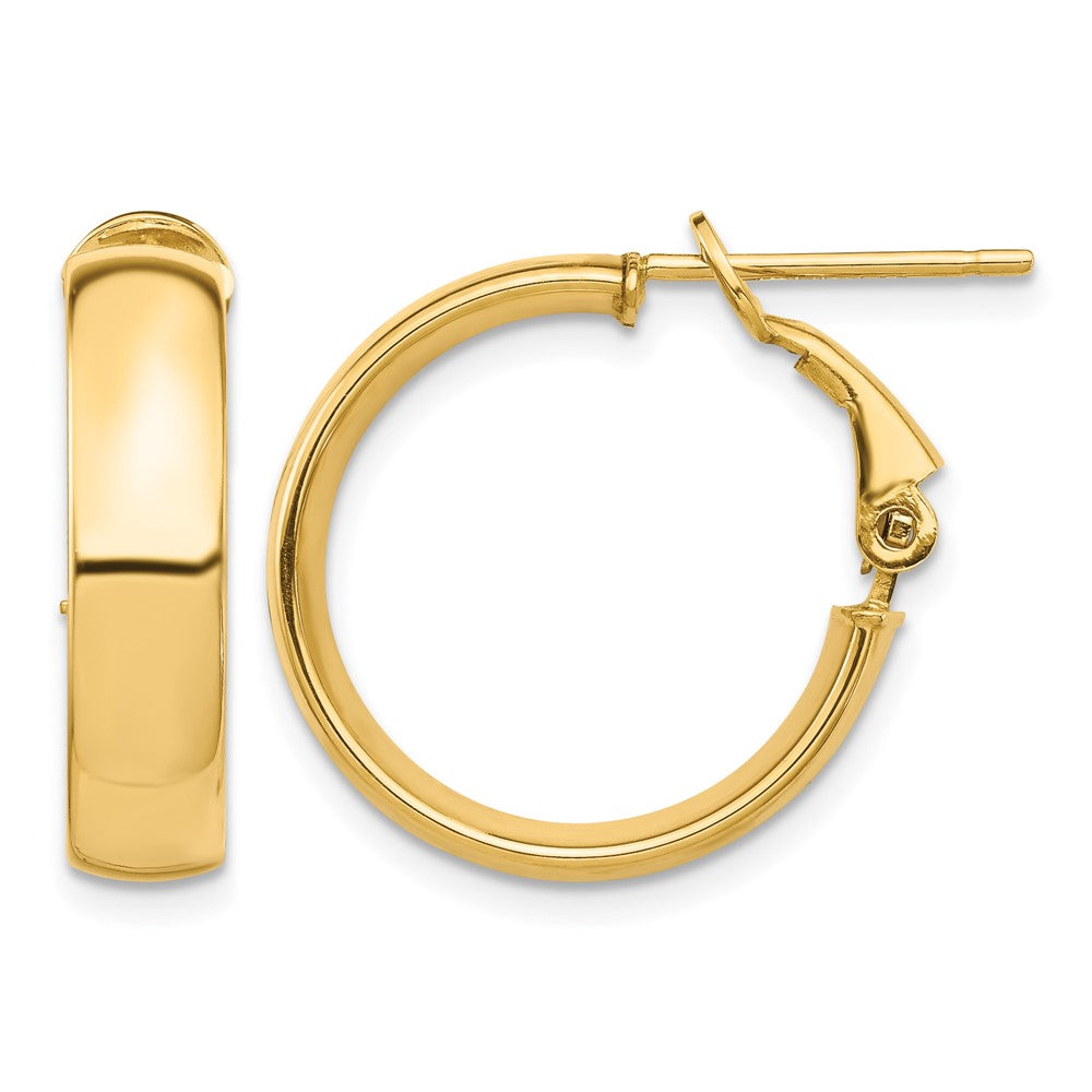 14k High Polished 5mm Omega Back Hoop Earrings