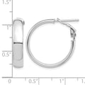 14k White Gold High Polished 5mm Omega Back Hoop Earrings