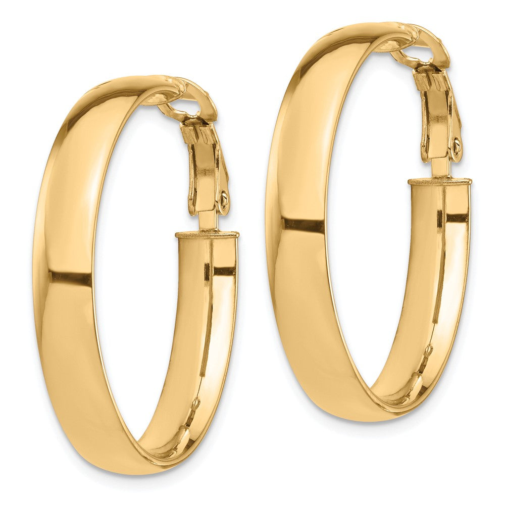 14k High Polished 5mm Omega Back Hoop Earrings