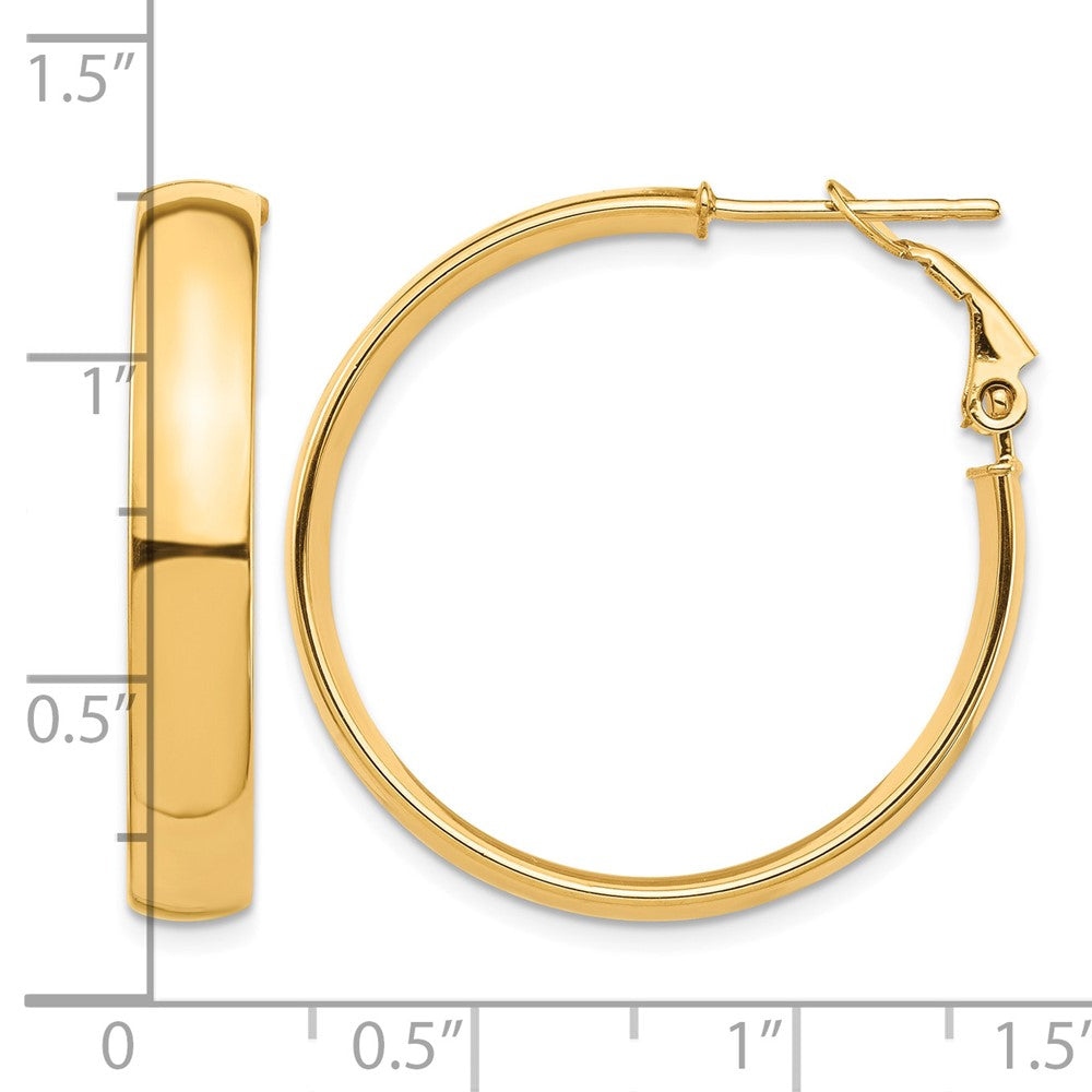 14k High Polished 5mm Omega Back Hoop Earrings