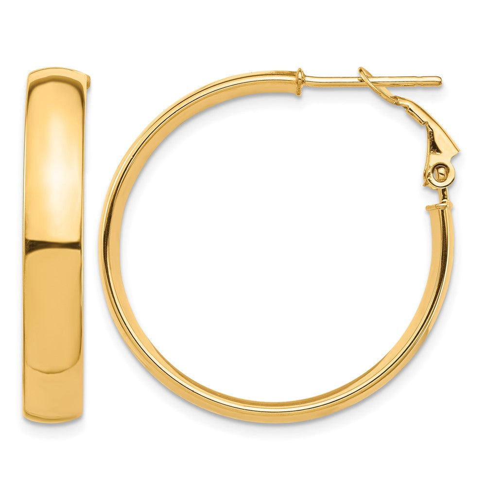 14k High Polished 5mm Omega Back Hoop Earrings