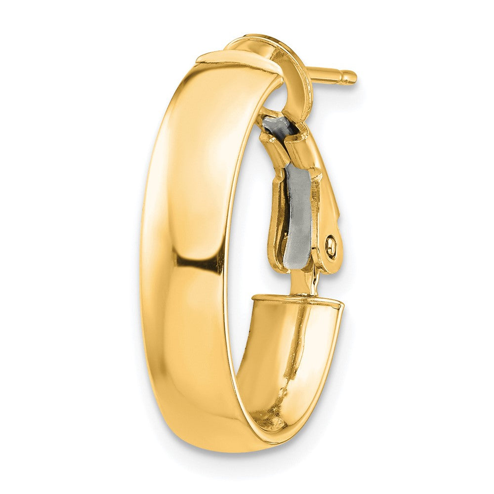Single 14k High Polished 5mm Omega Back Oval Hoop Earring