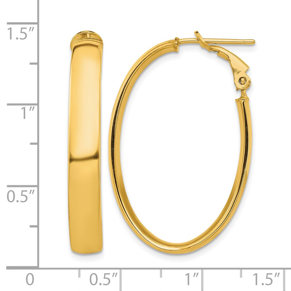 14k High Polished 5mm Oval Omega Back Hoop Earrings