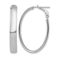 14k White Gold High Polished 5mm Oval Omega Back Hoop Earrings