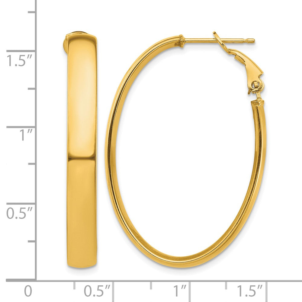 14k High Polished 5mm Omega Back Oval Hoop Earrings