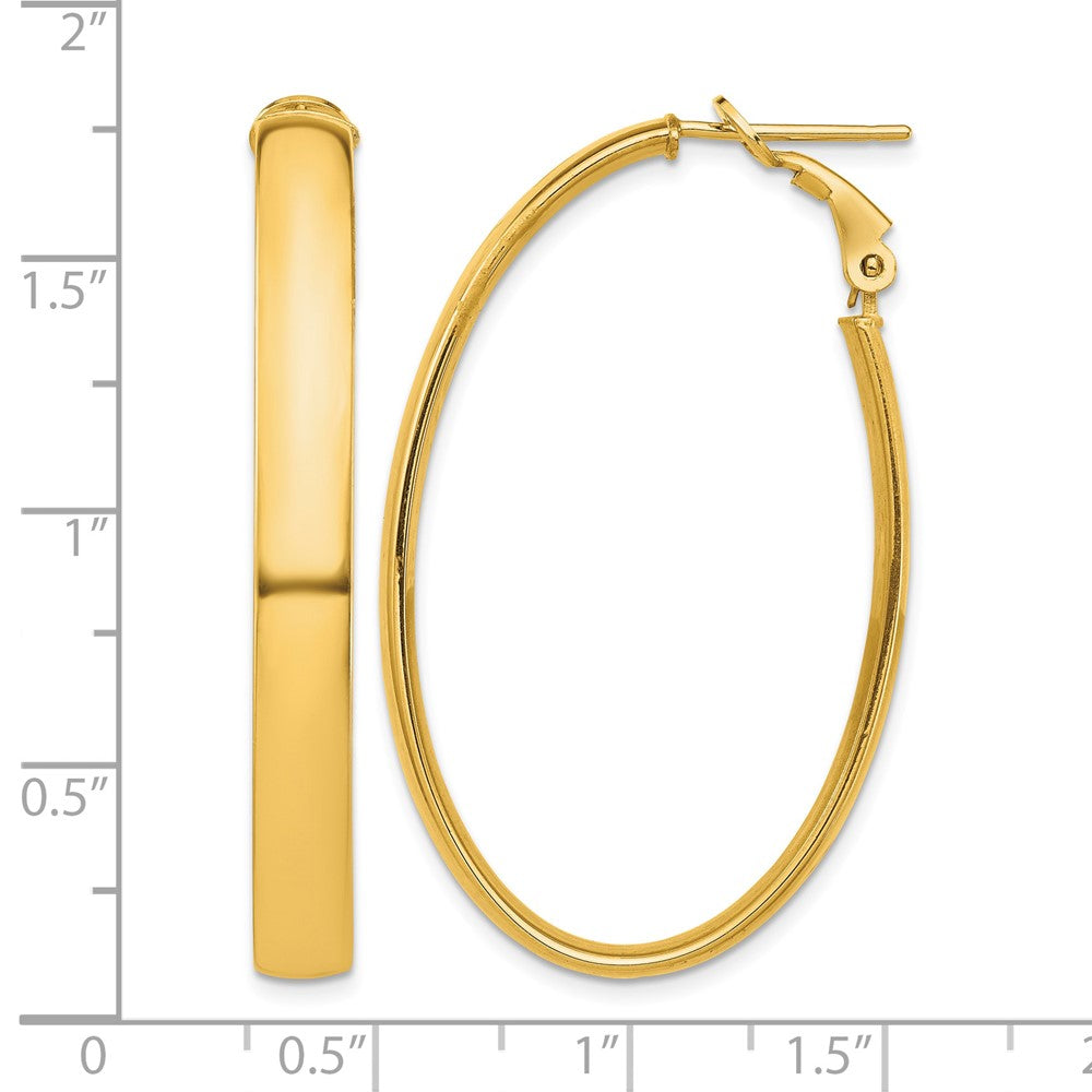 14k High Polished 5mm Oval Omega Back Hoop Earrings