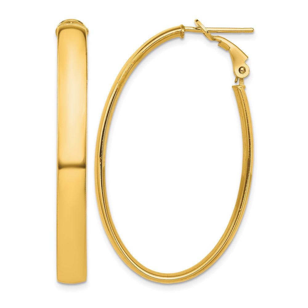 14k High Polished 5mm Oval Omega Back Hoop Earrings