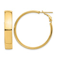 14k High Polished 7mm Omega Back Hoop Earrings