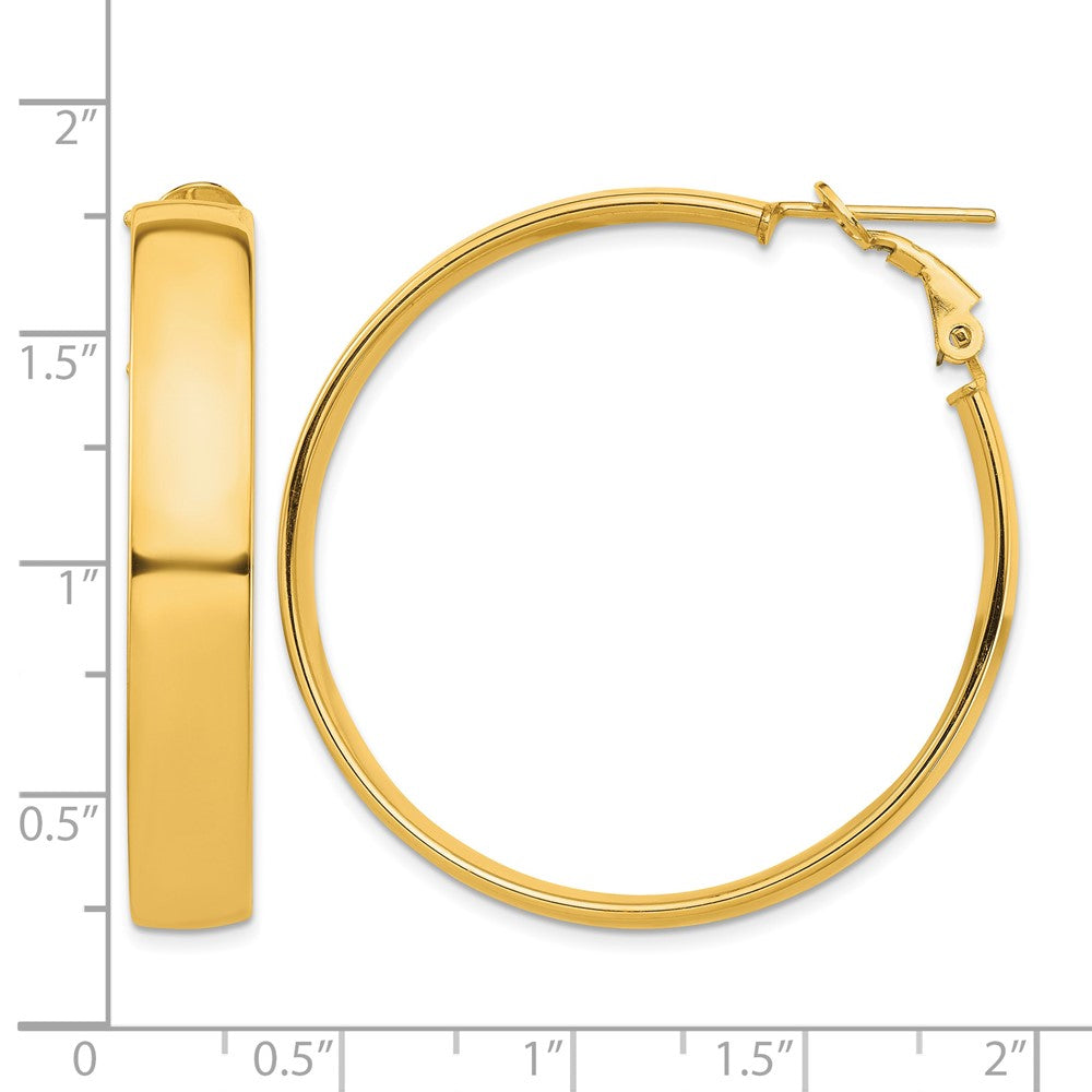 14k High Polished 7mm Omega Back Hoop Earrings