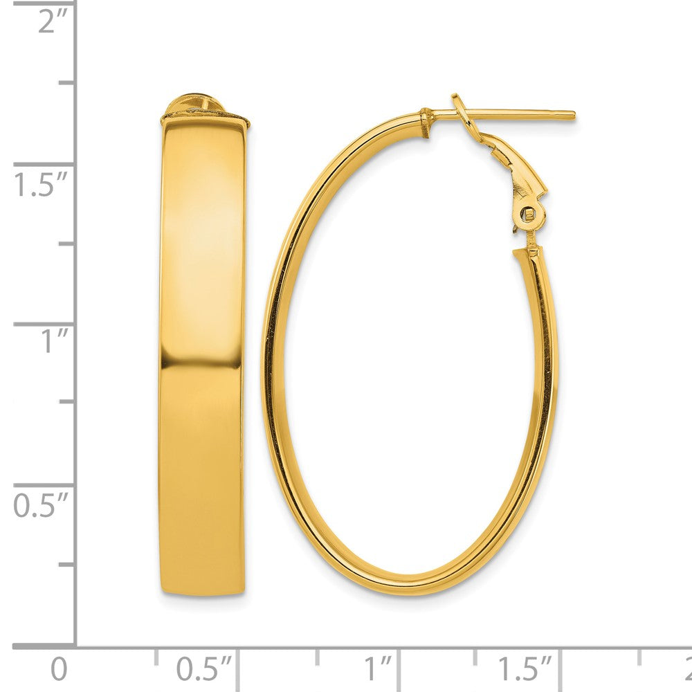 14k High Polished 7mm Omega Back Oval Hoop Earrings