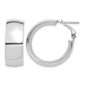 14k White Gold High Polished 10mm Omega Back Hoop Earrings