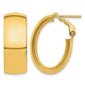 14k High Polished 10mm Omega Back Oval Hoop Earrings