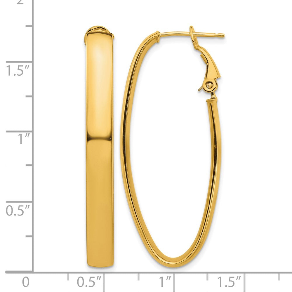 14k High Polished 5mm Omega Back Oval Hoop Earrings