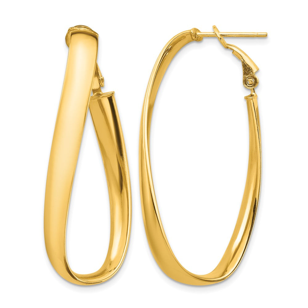 14k High Polished 5mm Twisted Oval Omega Back Hoop Earrings