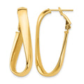 14k High Polished 5mm Twisted Oval Omega Back Hoop Earrings