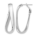 14k White Gold Polished 5mm Twisted Oval Omega Back Hoop Earrings