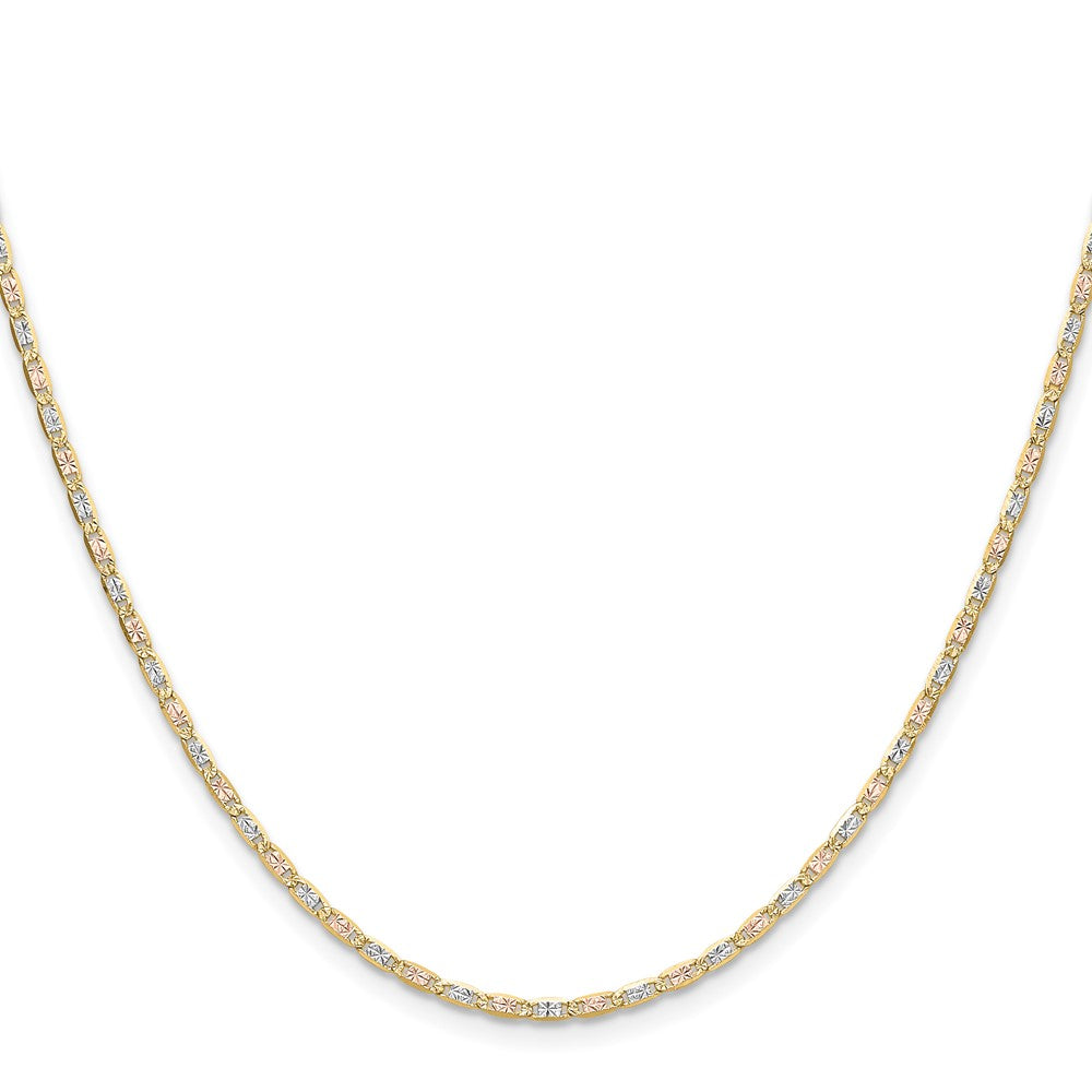 14k 2.0mm Tri-color Gold Pavé Valentino Chain