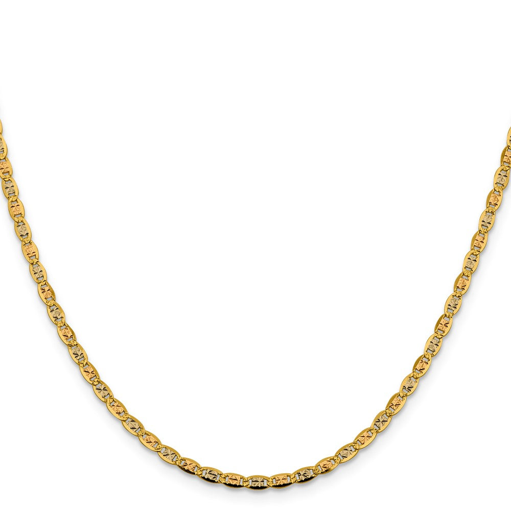 14k 2.75mm Tri-color Gold Pavé Valentino Chain