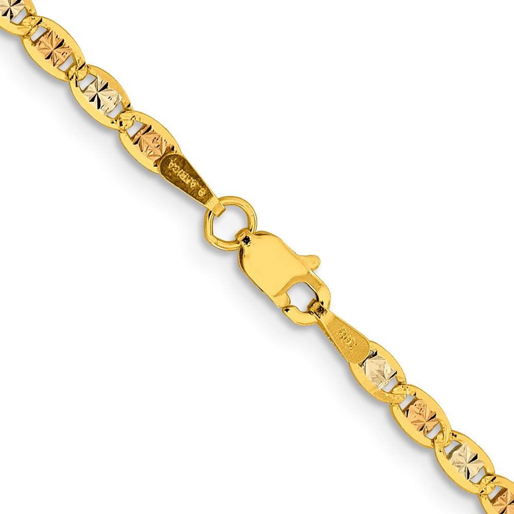 14k 2.75mm Tri-color Gold Pavé Valentino Chain