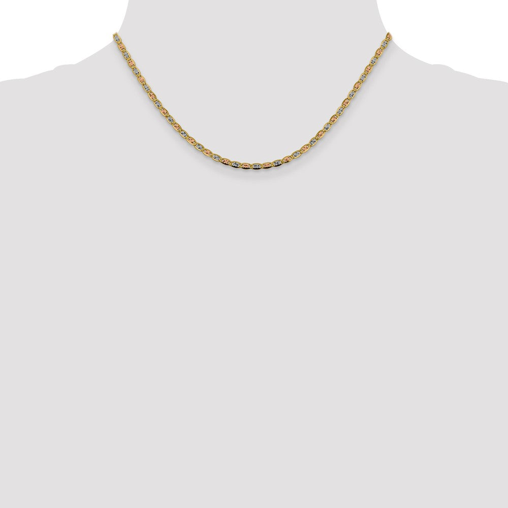 14k 2.75mm Tri-color Gold Pavé Valentino Chain