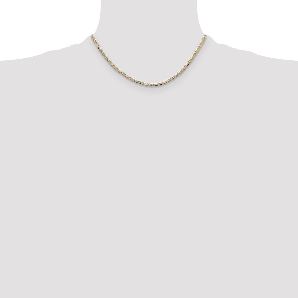 14k 3.2mm Tri-color Gold Pavé Valentino Chain