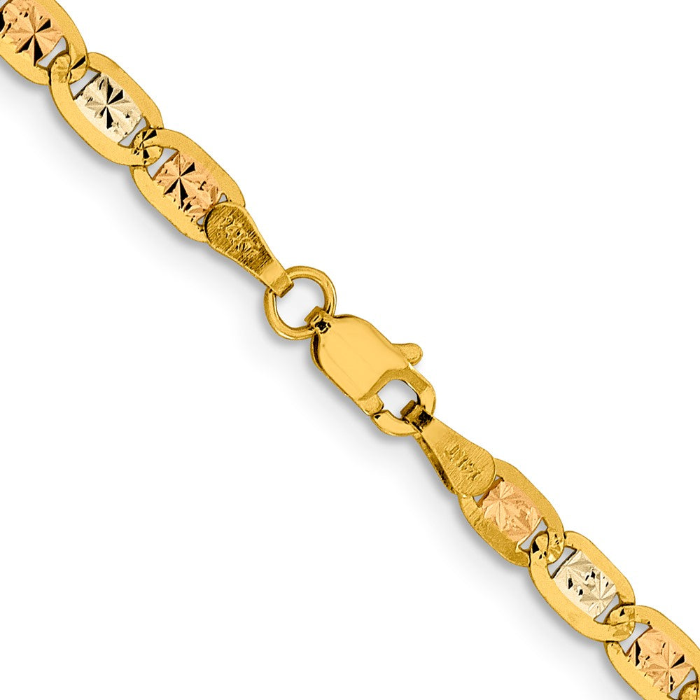 14k 3.8mm Tri-color Gold Pavé Valentino Chain