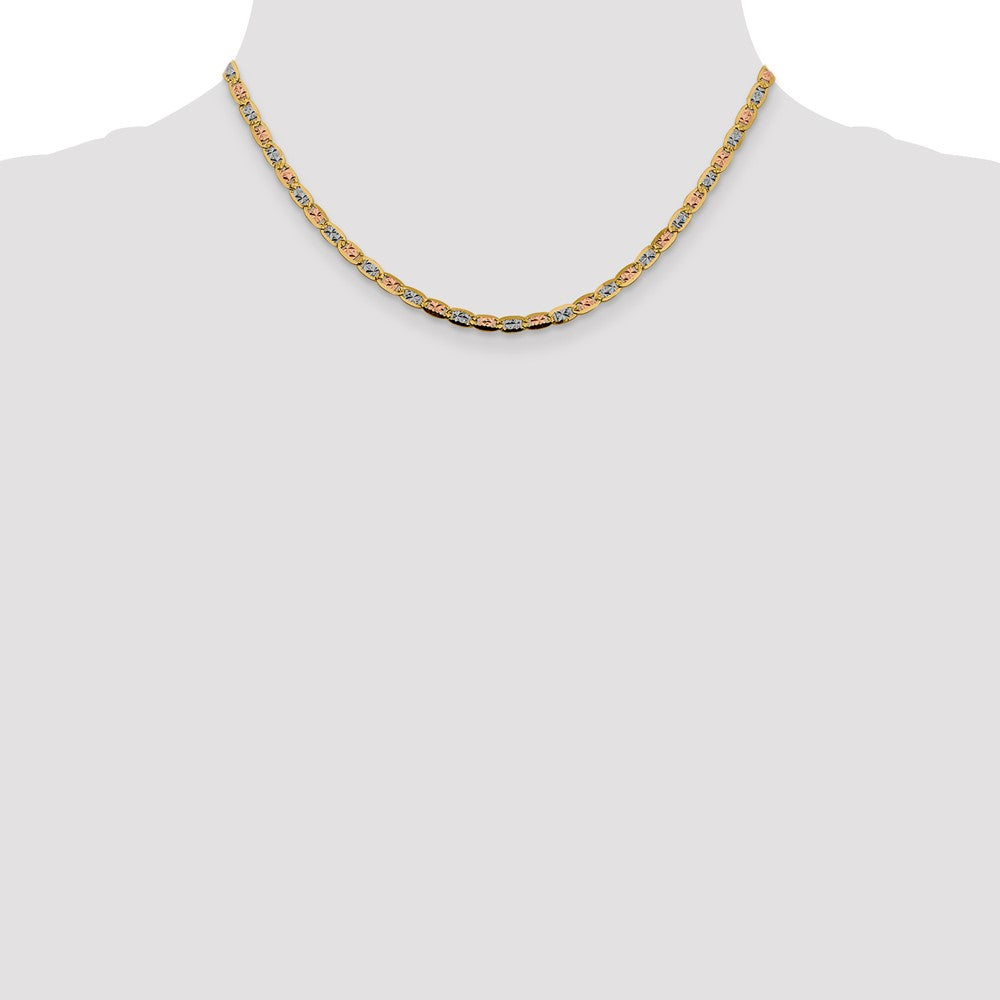 14k 3.8mm Tri-color Gold Pavé Valentino Chain