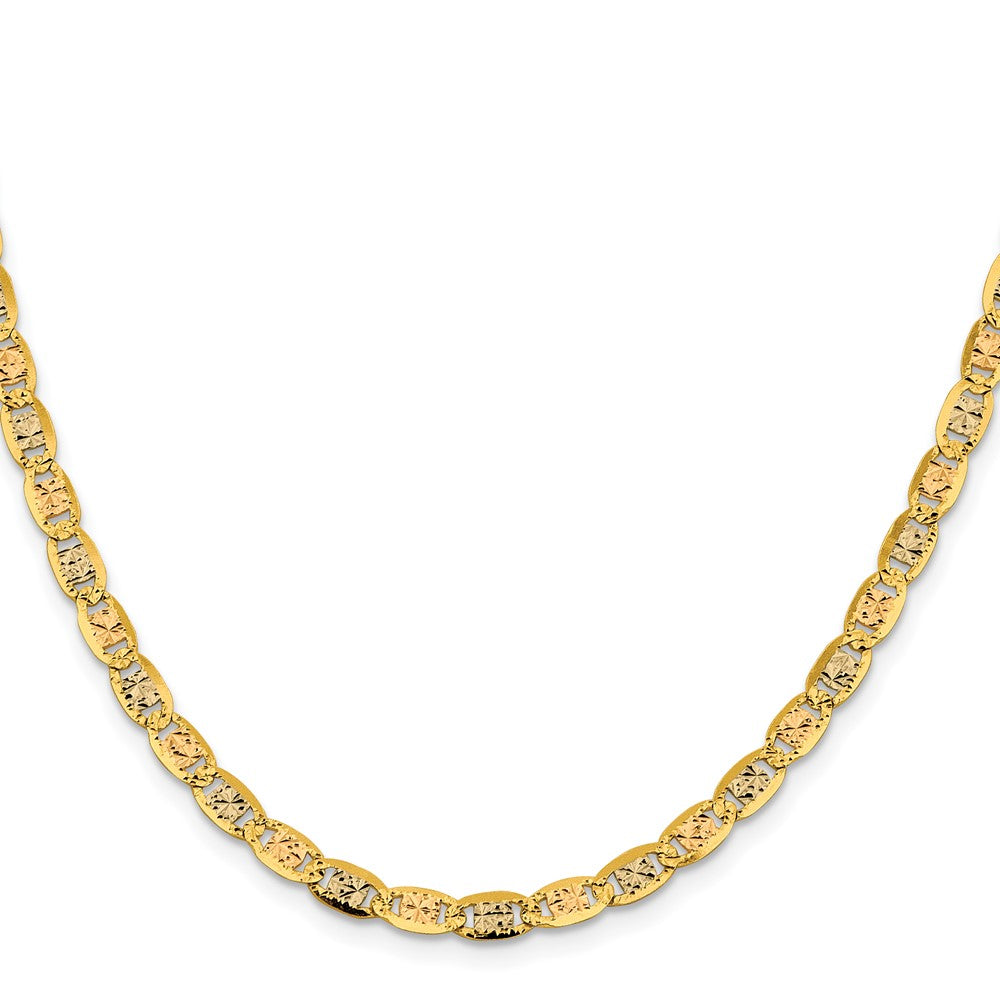14k 4.65mm Tri-color Gold Pavé Valentino Chain