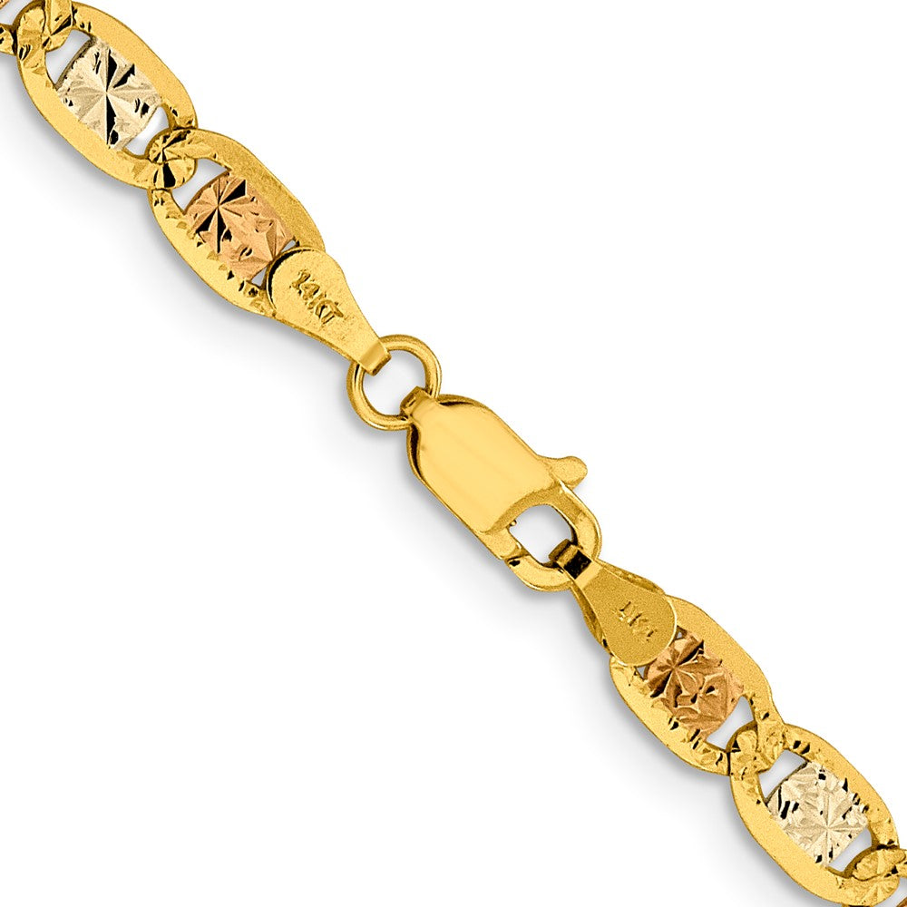 14k 4.65mm Tri-color Gold Pavé Valentino Chain