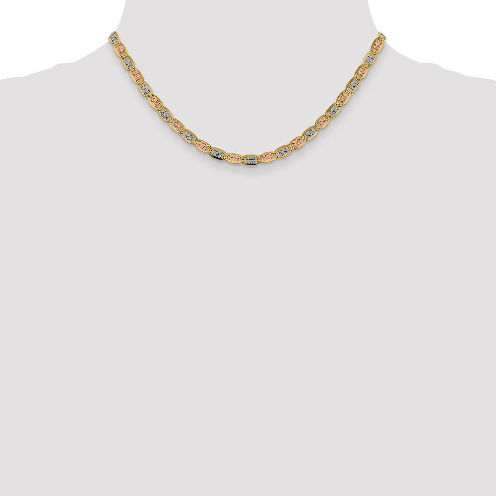 14k 4.65mm Tri-color Gold Pavé Valentino Chain